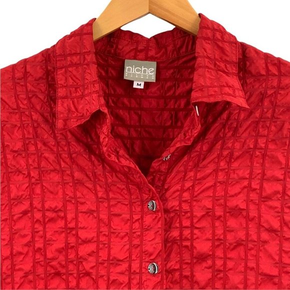 Niche Nilgun Derman Ruby Red Crinkle Tunic Shirt - Picture 2 of 4